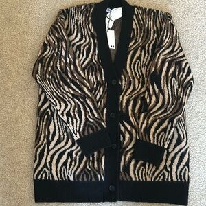 NWT Zara Leopard Sweater Cardigan with Buttons Size Small